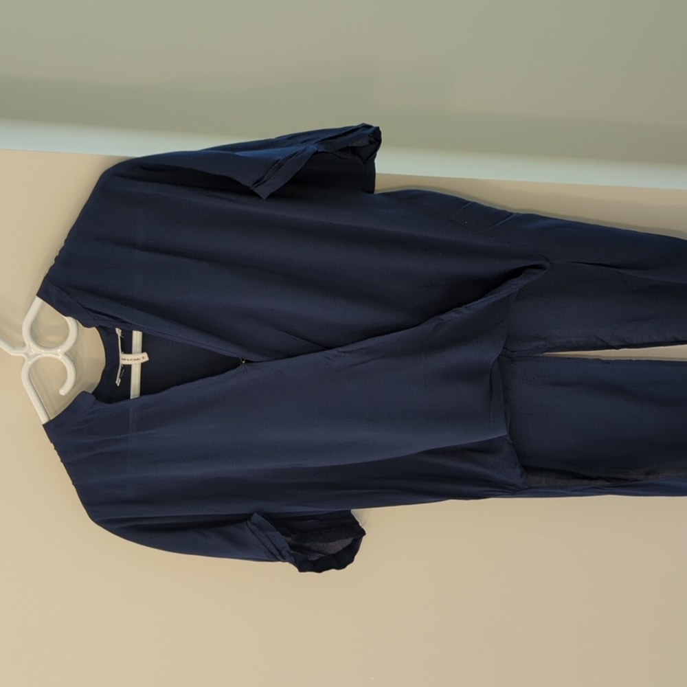 BCBG blue shirt with flowy tails
